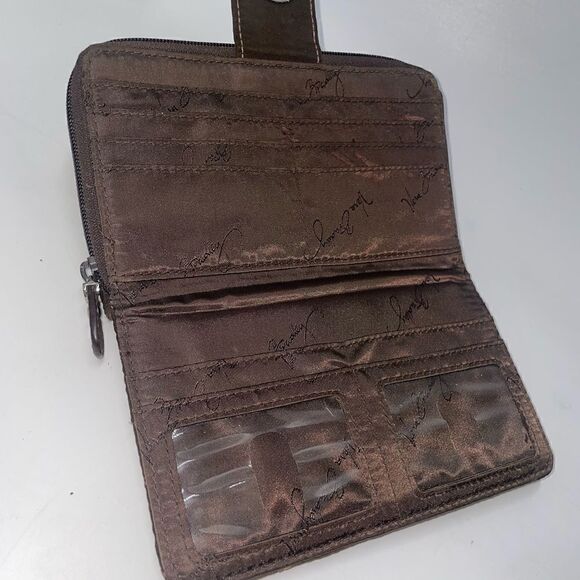 Vera Bradley Quilted Diamond Stitch Brown Turnlock Clutch Wallet - Picture 8 of 9